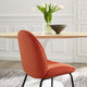 Side Dining Chair, Set of 2, Velvet, Metal, Orange, Modern, Bistro Restaurant