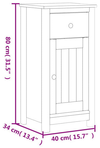 vidaXL Bathroom Cabinet Floor Cabinet with Drawer BERG Black Solid Wood Pine