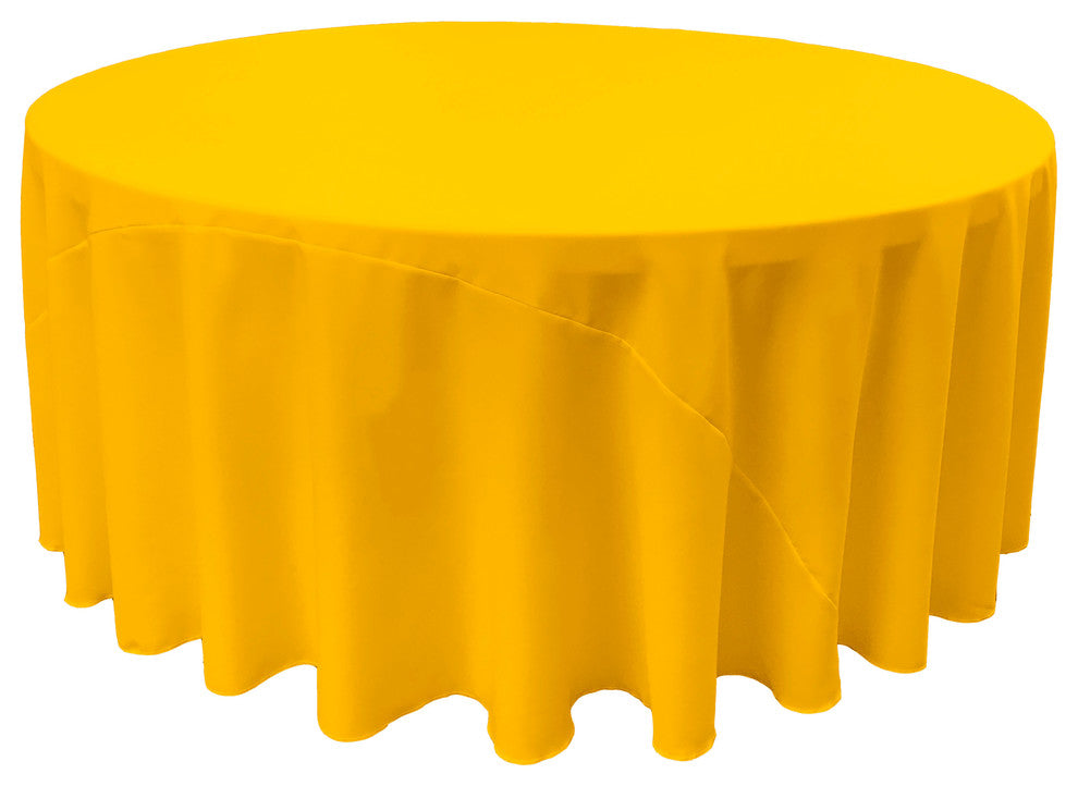 LA Linen Round Polyester Poplin, Dark Yellow, 132" Round