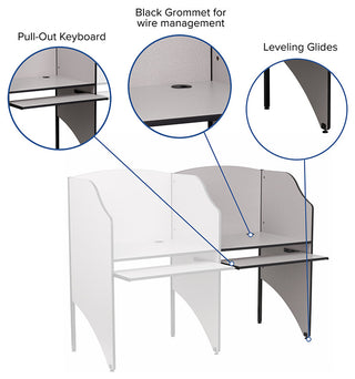 Grey Add-On Study Carrel