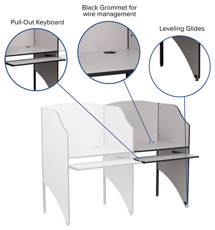 Grey Add-On Study Carrel
