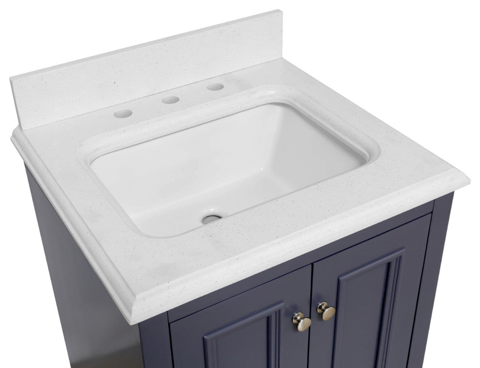 Nantucket 24" Bathroom Vanity, Marine Gray, Quartz