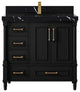 Aberdeen 36 Center Sink Bath Vanity In Black 2" Calacatta Black