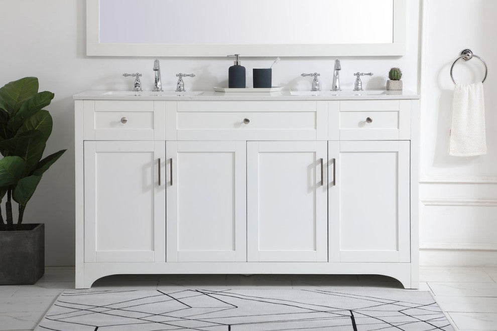 60" Double Bathroom Vanity, White