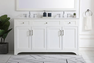 60" Double Bathroom Vanity, White