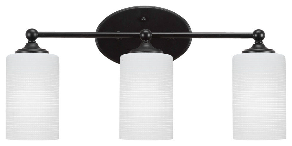Capri 3-Light Bath Bar, Matte Black/White Matrix