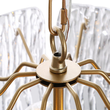 LNC Victoria Falls 3-Light Modern Metal and Gold Drum Crystal Shade Chandelier