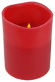 Battery Operated Flameless LED 3-Wick Wax Christmas Pillar Candle, Red, 8"