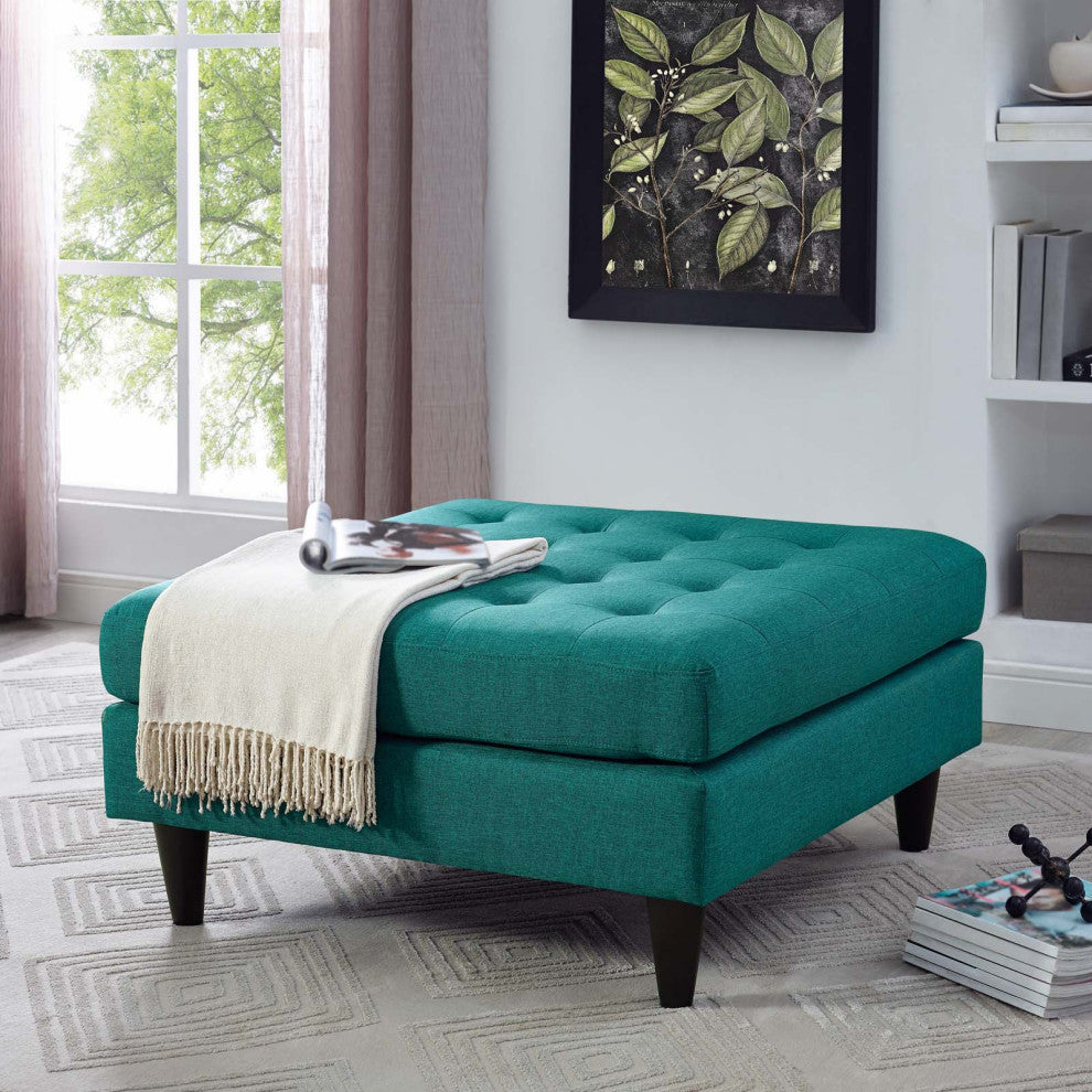 Modern Teal Empress Upholstered Large Ottoman