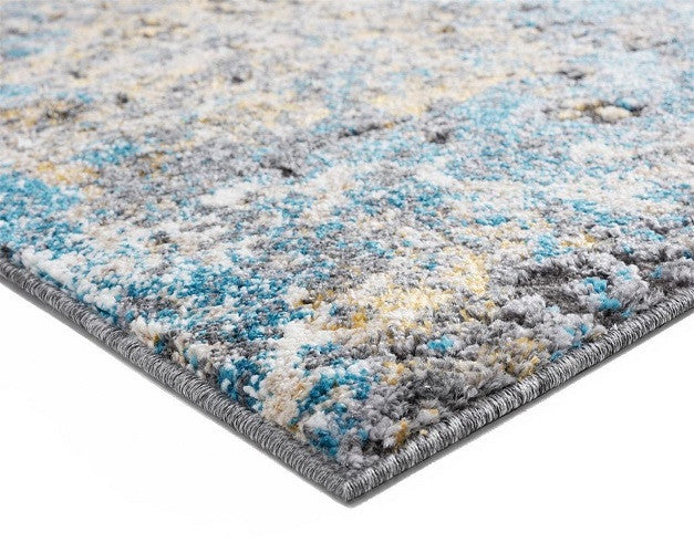 Abstract Area Rug, Turquoise, 4"x5"