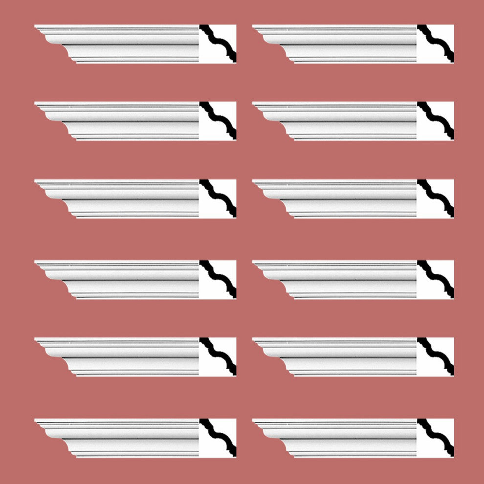 Cornice White Urethane Hopewell Simple Design 12 Pieces Totaling 1152" Length