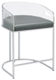 Set of 2 Counter Height Stool, Gray and Chrome