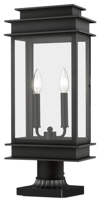 Princeton 2 Light Black/Polished Chrome Reflector Outdoor Large Post Top Lantern