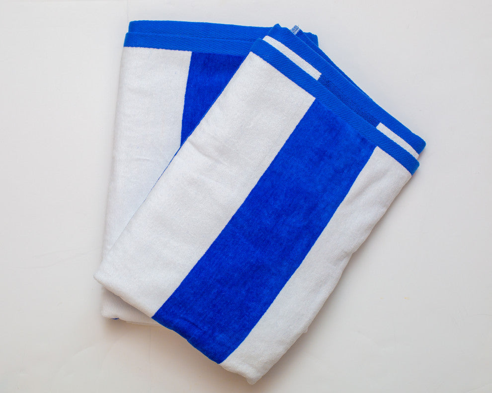 Tropical Cabana 100% Cotton Beach Towel, Set of 2, Royal