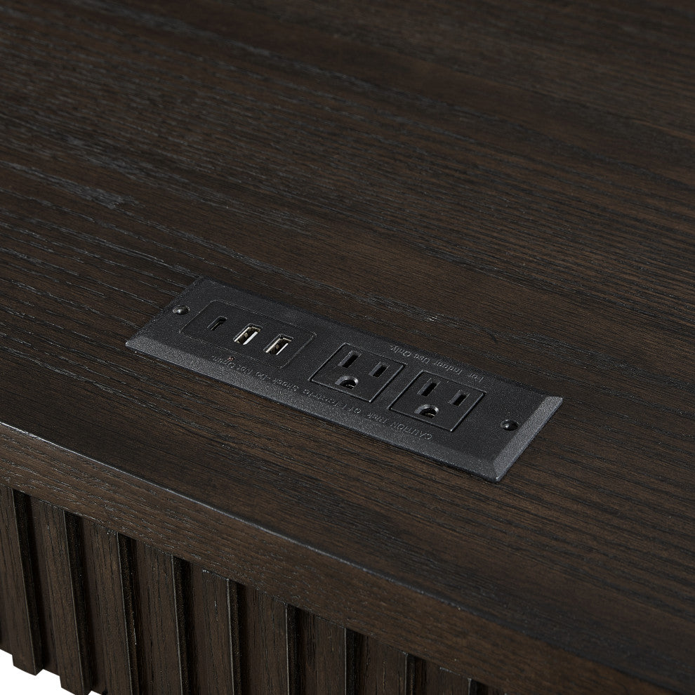 Contemporary Wood Credenza, Office Desk, Brown