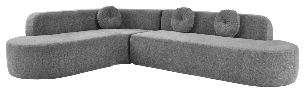 GDF Studio 122" Extra Large Curved Fabric Sectional Sofa, Gray