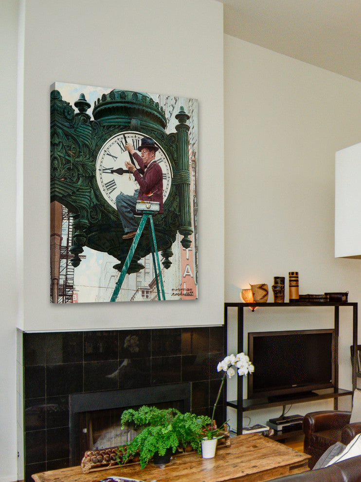 "Clock Repairman" Painting Print on Canvas by Norman Rockwell