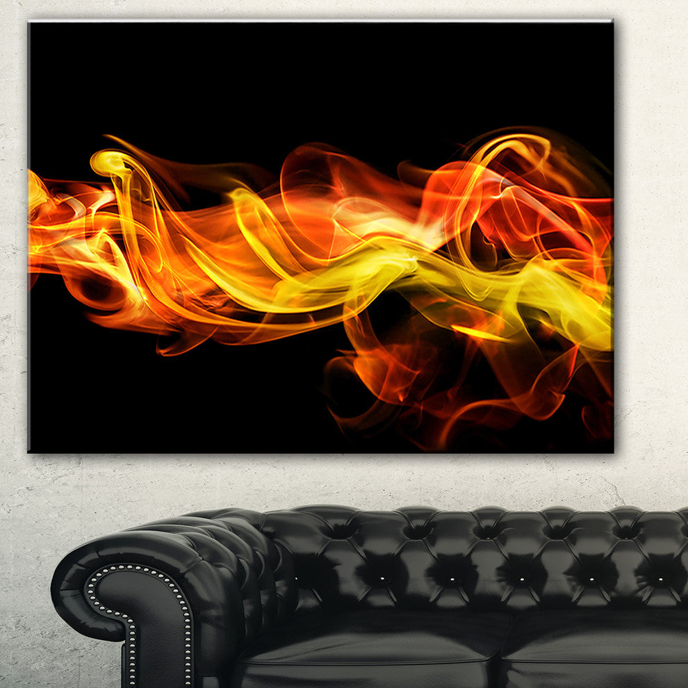 "Vibrant Yellow Red Waves" Abstract Digital Art Canvas Print