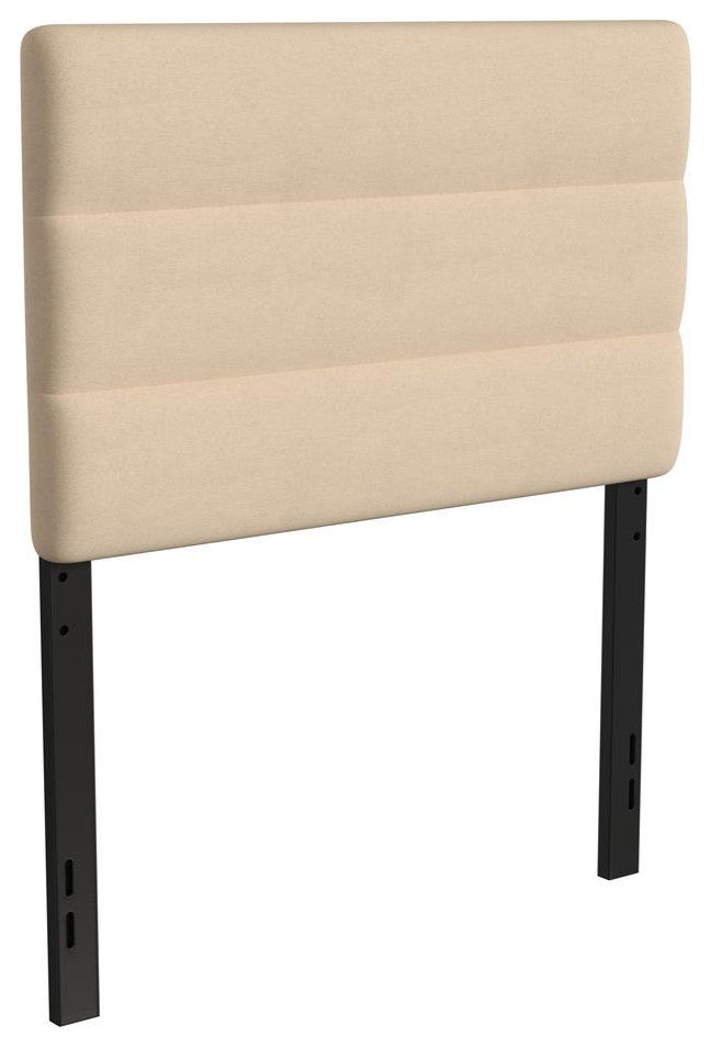 Paxton Stitched Upholstered Adjustable Height Headboard, Cream, Twin