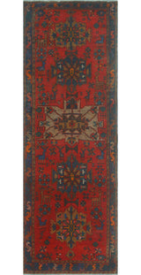 Fine Vintage Distressed Kiraz Red/Brown Runner, 3'3 x 9'11