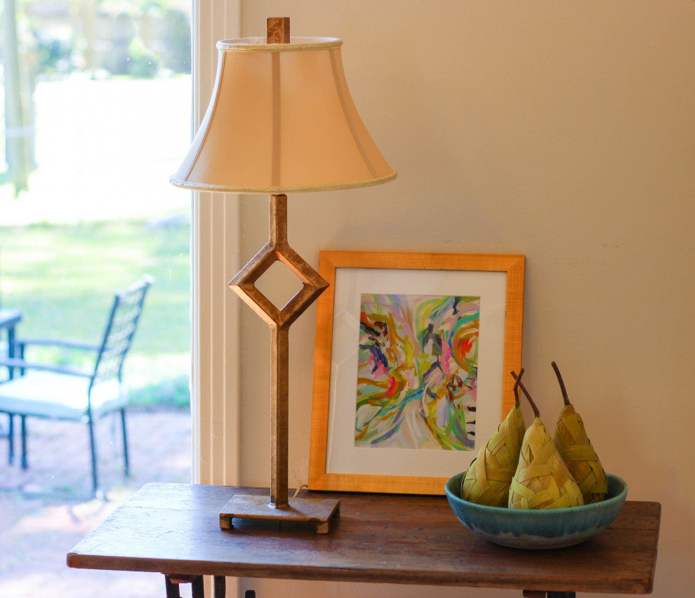 12" Vintage Gold Slanted Bell Paperback Shantung Lampshade