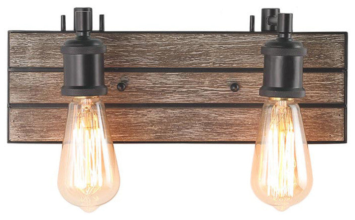 LNC 2-Light Wall Lamps Wood Indoor Wall Sconces Bathroom Vanity Lighting