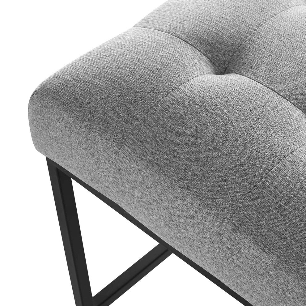 Counter Stool Chair, Fabric, Metal, Black Gray, Modern, Bar Pub Cafe Bistro