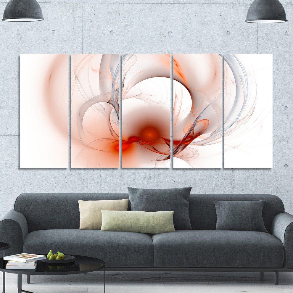 Red Fractal Galactic Nebula, Abstract Wall Art Canvas, 60"x28", 5 Panels
