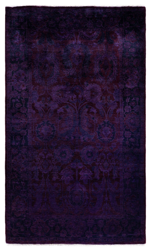 Overdyed One-of-a-Kind Hand-Knotted Area Rug Purple, 3' 2" x 5' 3"