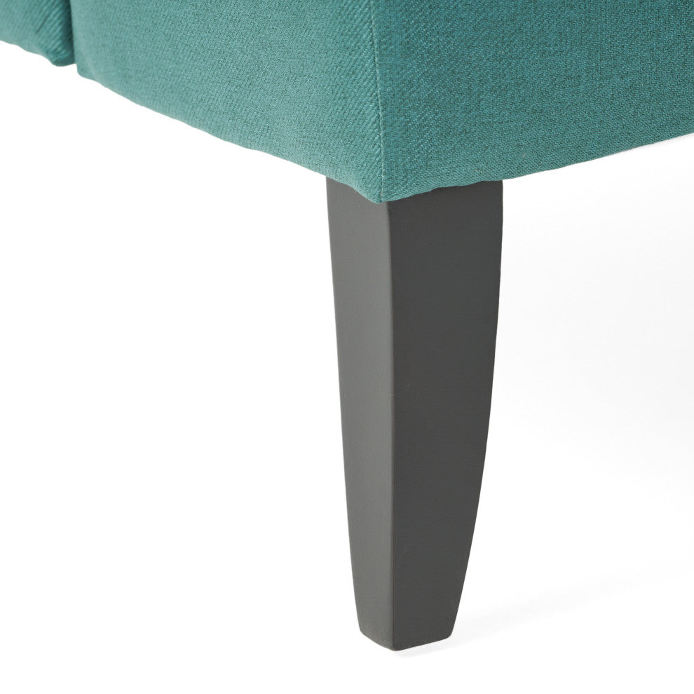GDF Studio Nicoletta Tufted Fabric Settee Loveseat, Dark Teal