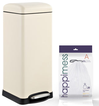 Betty Retro 8-Gallon Step-Open Trash Can, Almond