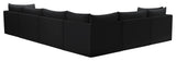 Jacob Velvet Upholstered 6-Piece L-Shaped Modular Sectional, Black