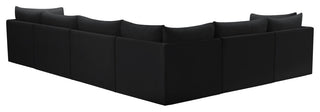 Jacob Velvet Upholstered 6-Piece L-Shaped Modular Sectional, Black