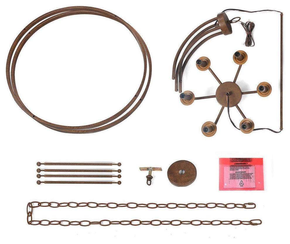 LNC Lepetos 6-Light Matte Finish Modern Cage Chandelier, Brown