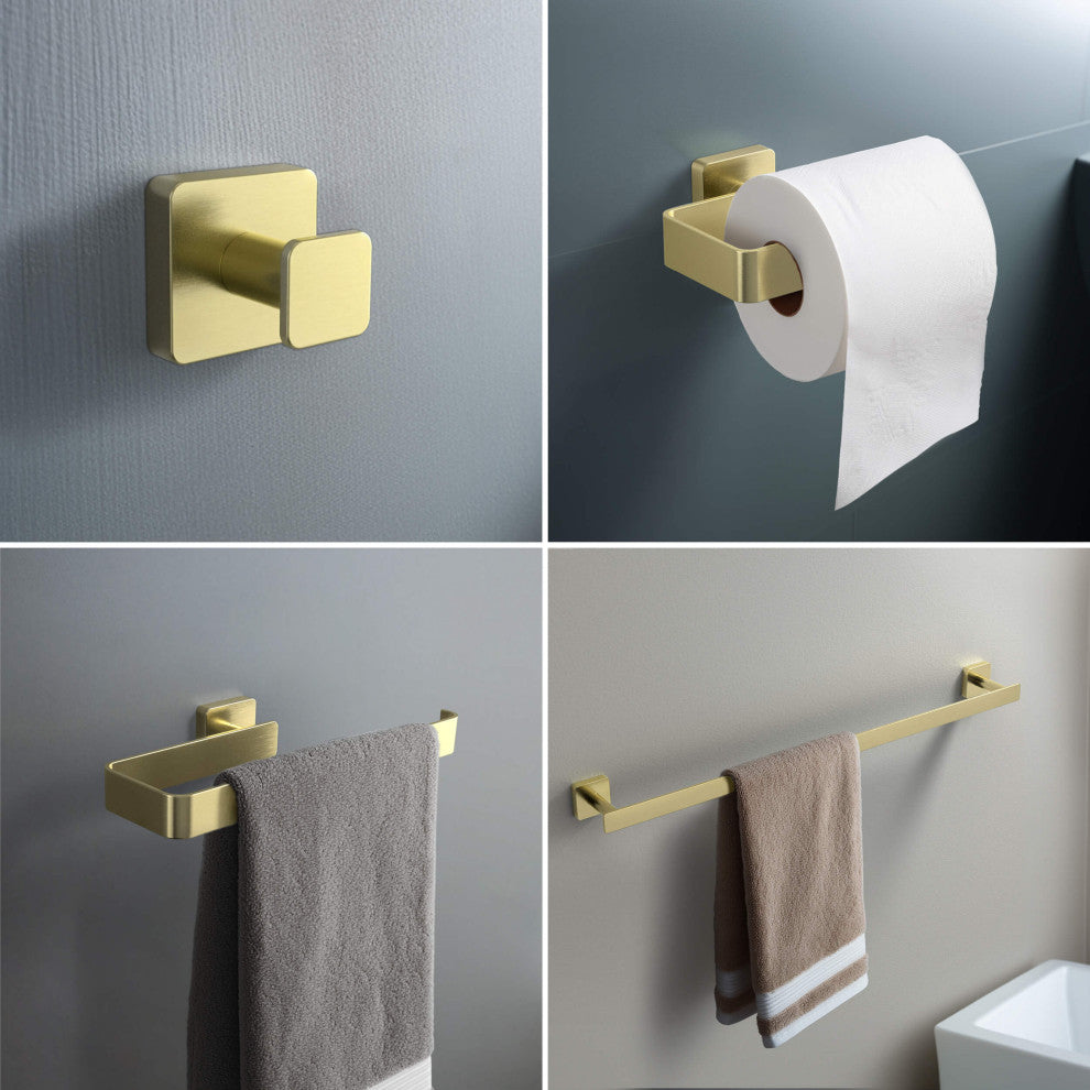 Blaze 4 Piece Bathroom Hardware Set, Brushed Gold