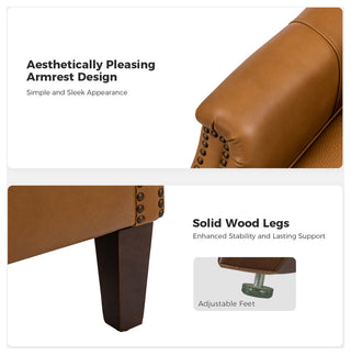 Genuine Leather Armchair, Set of 2, Camel