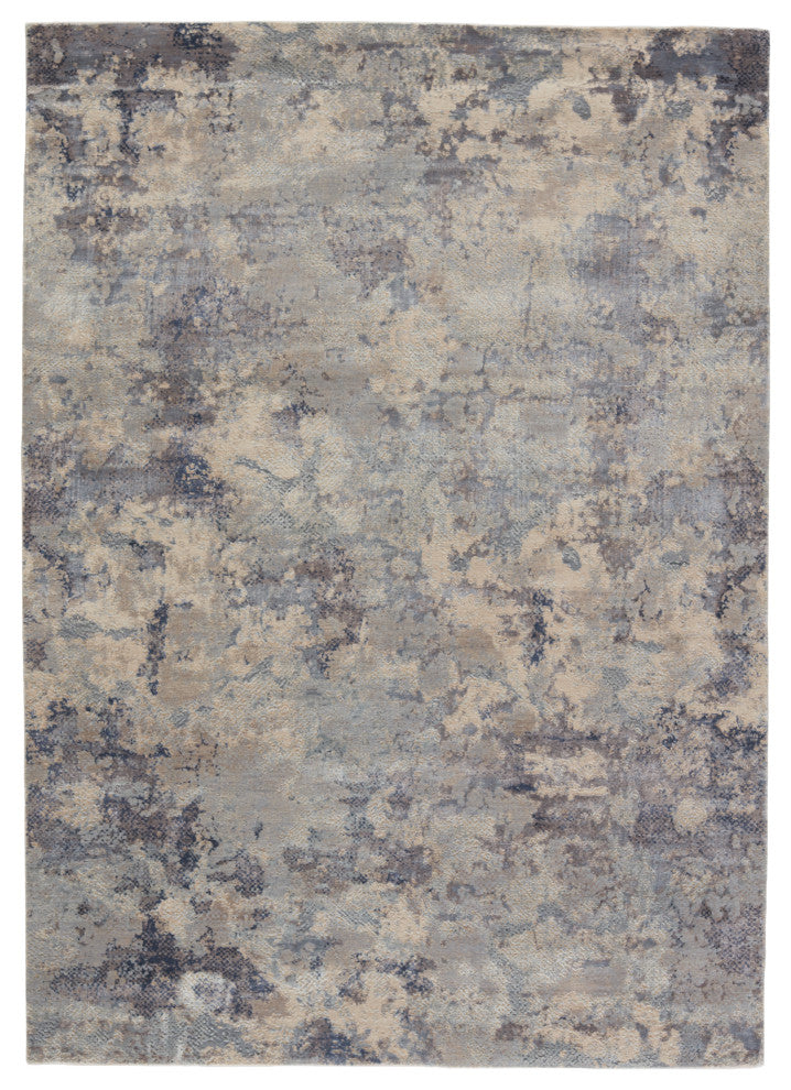 Kavi by Jaipur Living Khamaj Knotted Abstract Light Gray/Blue Area Rug, 10'x14'