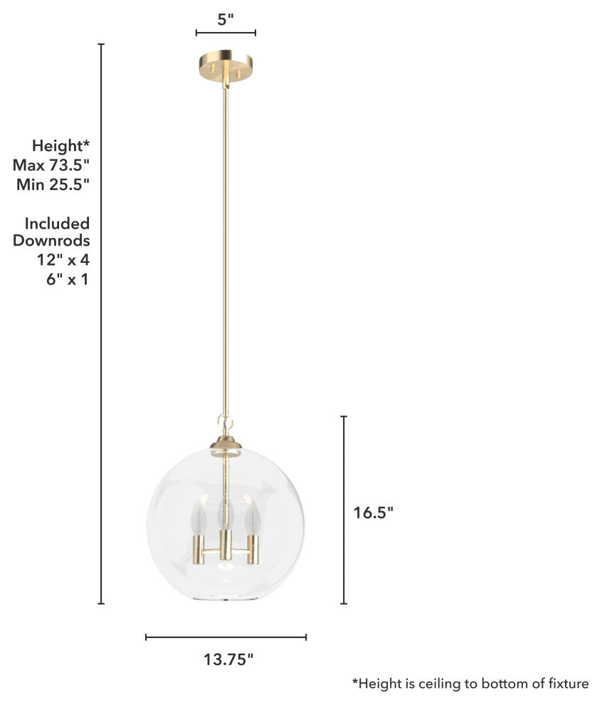 Hunter High Oaks Palm Gold 3 Light Pendant Ceiling Light