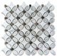 Carrara White Marble Chateau Flower Mosaic Tile Emperador Brown Dots, 1 Sheet