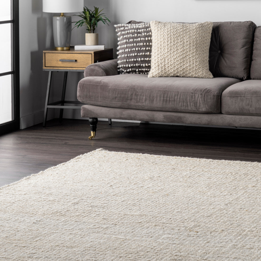 Nuloom Hand Woven Hailey Jute Rug, Off White 6'x9'