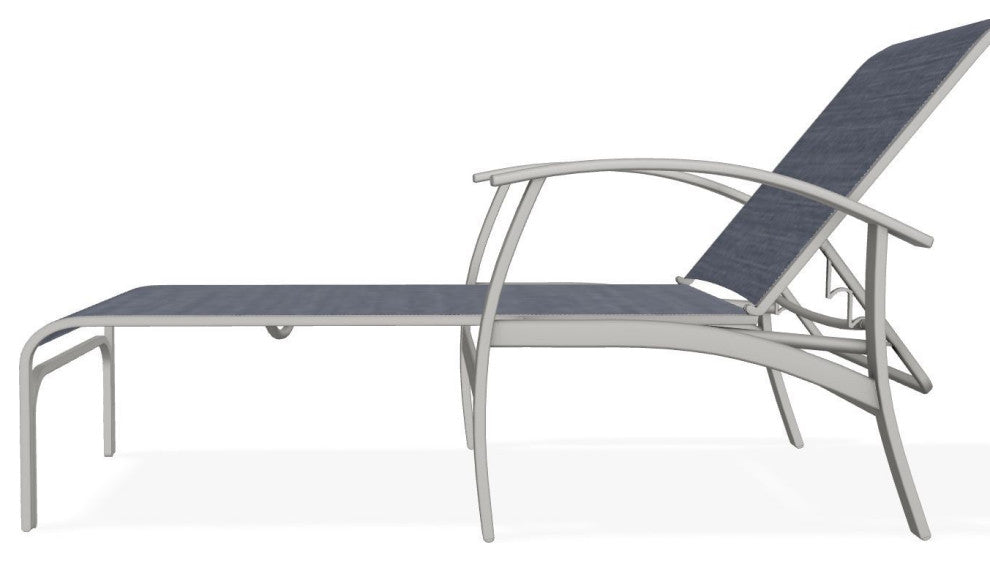 Belle Isle Sling 4-Position Outdoor Chaise Lounge, Augustine Denim/Snow