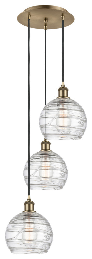 Innovations 113B-3P-AB-G1213-8 3 Light Multi-Pendant, Antique Brass