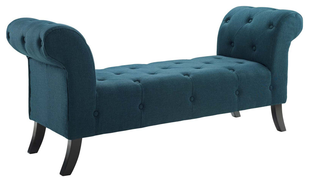 Evince Button Tufted Accent Upholstered Fabric Bench