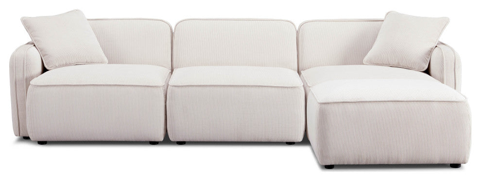 Travie 4-Piece Modular Sectional, White Sand