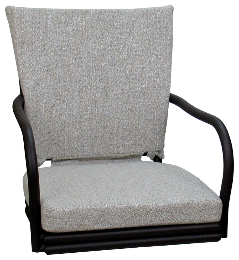 Outdoor Patio Swivel Bar Stool Ofir with Arms, White Linen - Black, 30"