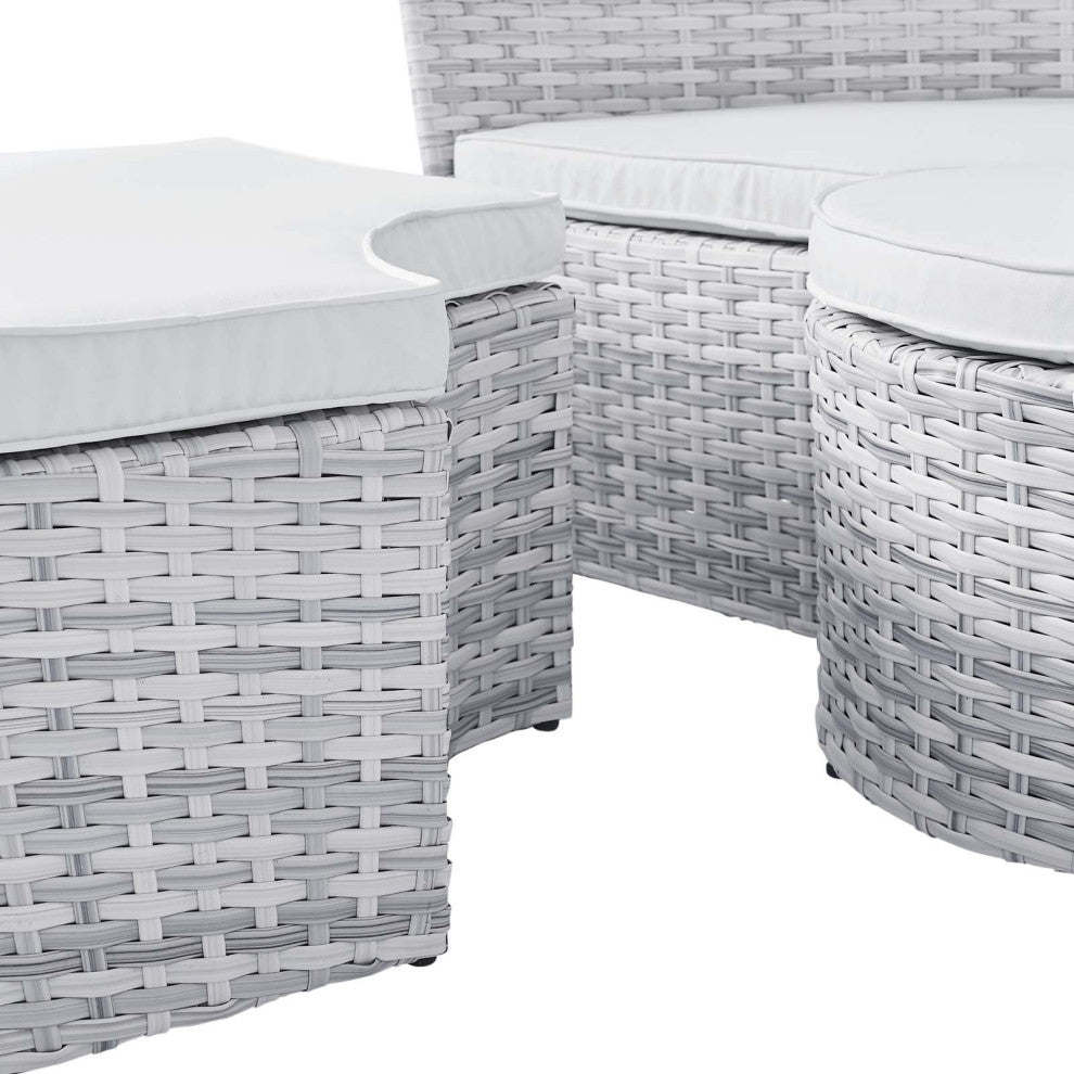Daybed Sofa Bed, Sunbrella, Gray White, Rattan, Wicker, Outdoor Patio