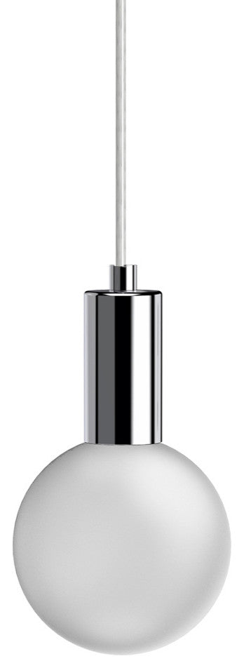 Globe Small 3" Frosted Acrylic Single Pendant - Polished Chrome Socket