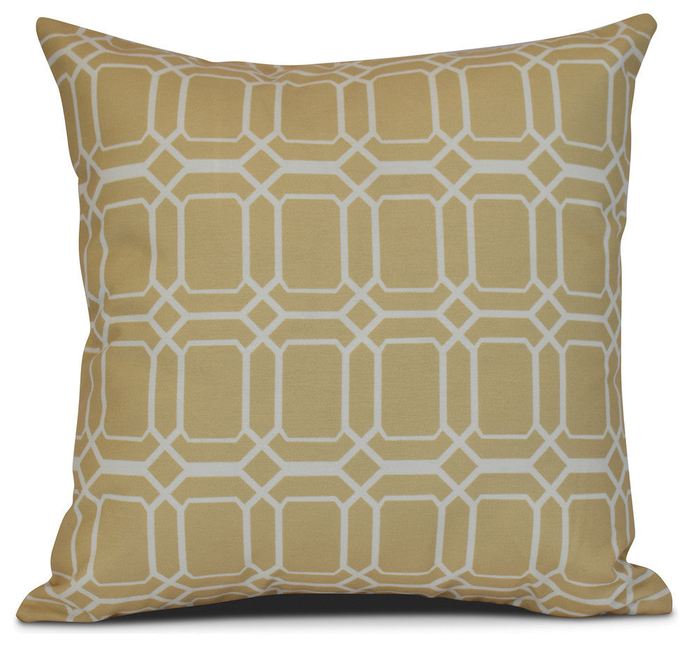 O the Fun, Geometric Print Pillow, Taupe, 18"x18"