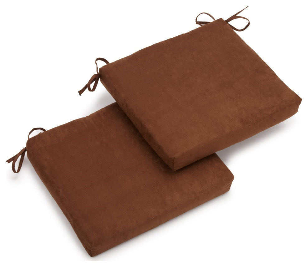 20"X19" Solid Microsuede Chair Cushions, Set of 2, Chocolate