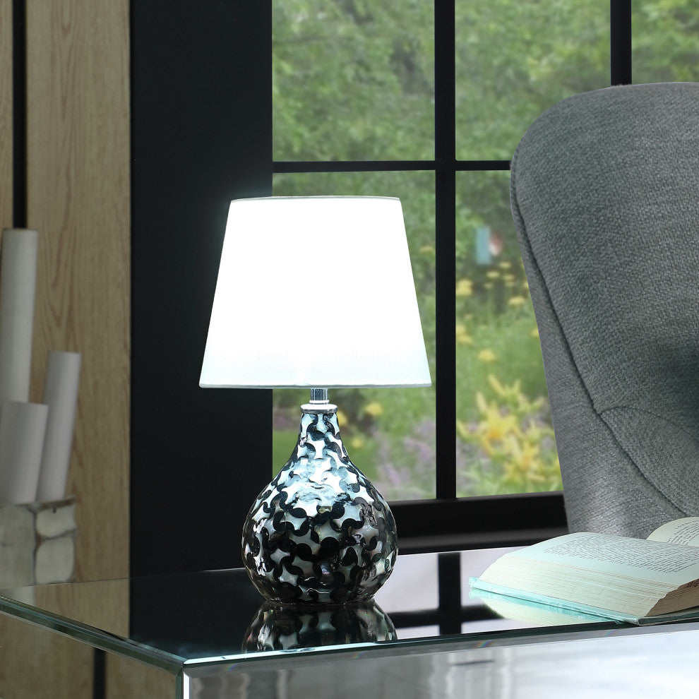 12" Modern Black And White Swirl Table Lamp